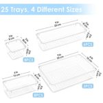 25 PCS Clear Plastic Drawer Organizers Set, Vtopmart 4-Size Versatile Bathroom and Vanity Drawer Organizer Trays, Storage Bins for Makeup, Jewelries, Kitchen Utensils and Office