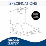 Broan-NuTone BWP2366SS Convertible Wall-Mount LED Lights Pyramidal Chimney Range Hood, 630 MAX Blower CFM, 36-Inch, Stainless Steel