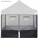 E-Z UP Food Booth Sidewall Kit, Set of 4, Fits 10′ x 10′ Straight Leg Canopy, Includes 2 Roll-Up Serving Windows, Commercial Grade Mesh, Black