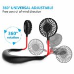 Hands Free Portable Neck Fan – Rechargeable Mini USB Personal Fan Battery Operated with 3 Level Air Flow, 7 LED lights for Home Office Travel Indoor Outdoor (Black)