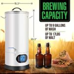 NutriChef PKBRKTL150 All-In-One Home Beer Brewing Mash and Boil Device 5-Piece Maker Machine Set 9 Gallon 1600w Max w/LCD Display Programmable Multi-Step Control System, Stainless Steel
