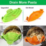 Seasonlife Clip On Strainer for Pots & Pans – Universal Pasta Strainer Silicone Food Strainer for Spaghetti Meat Grease Fruit Vegetables, Kitchen Gadgets Colander Drainer Green