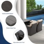 HOMREST 6 Pieces Patio Furniture Sets Clearance, Patio Dining Sofa Set Outdoor Sectional Sofa Conversation Set All Weather Wicker Rattan Couch Dining Table & Chair (Beige)