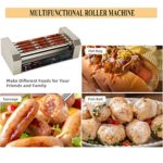 Hot Dog Roller Machine, Electric Contact Grill with 5 Stainless Steel Rollers, Commercial & Household Hot Dog Sausage Grill Cooker, 16 Hot Dog Max, No Cover