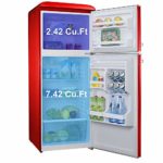Galanz GLR10TRDEFR True Top Freezer Retro Refrigerator Frost Free, Dual Door Fridge, Adjustable Electrical Thermostat Control, Red, 10.0 Cu Ft