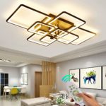 41.7in Modern LED Ceiling Light,Dimmable Modern Ceiling Light,120W Black Flush Mount Ceiling Light Fixtures,8 Square Frame Acrylic with Remote Ceiling Lamps for Living Room Kitchen Bedroom