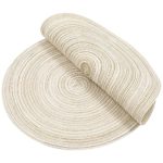 SHACOS Round Placemats Set of 6 Braided Circle Place Mat Washable 15 inch Table Mats for Kitchen Dining Table Mixed Color (Ivory, 6)