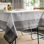 MANGATA CASA Tablecloths for Rectangle Tables-White Polyester Waterproof Washable with Border Table Covers -Summer Kitchen & Table Linens for Dining,Outdoor & Picnic(Grey/White 60x120in)