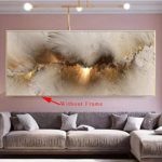 Canvas Wall Art for Living Room,Abstract Golden Cloud Paintings Artwork Wall Decor for Office Bedroom,Frameless (50X100 cm)