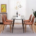 GreenForest Dining Chairs Set of 4,Dining Kitchen Room Chairs, Modern Upholstered Dining Chairs with Soft Pu Leather Cover Cushion Seat and Metal Legs,Side Chairs for Living Room, Dark Brown