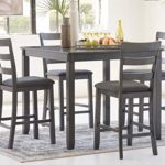 Signature Design by Ashley Bridson Counter Height Dining Room Table and Bar Stools (Set of 5), Gray