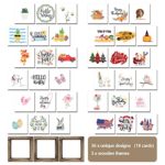 Fall Decorations Farmhouse Summer Home Decor Signs 36 Interchangeable Sayings with 3 Wooden Frames Autumn Decorations for Office and Living Room Tiered Tray Decor Table Desk Wall Decor Seasonal Decoration Holiday Gift