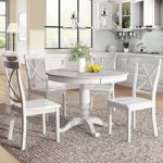 LUMISOL 5 Piece Round Dining Table Set Kitchen Table Sets Dinette Set, 1 Marble Veneer Round Top Kitchen Table and 4 Chairs for Small Space (White)