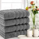 American Soft Linen, 4 Piece Bath Towel Set, 100% Turkish Cotton 27 in 54 in Bath Towels for Bathroom, Soft Absorbent Bath Towels Extra Large, Hotel Quality Quick Dry Shower Towels , Dark Gray
