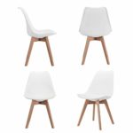 CangLong Mid Century Modern DSW Side Chair with Wood Legs for Kitchen, Living Dining Room, Set of 4, White