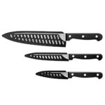 Kitchen Knife, COKUMA 3-Pcs Knife Set With Sheath, 8 Inch Chef Knife, 4.5 Inch Utility Knife, 4 Inch Paring Knife, Stainless Steel Chef Knife Set, Black