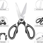 Kitchen shears, sharp stainless steel kitchen scissors, all-purpose heavy duty scissors essential in kitchen gadgets, dishwasher safe