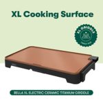 BELLA XL Electric Ceramic Titanium Griddle, Make 10 Eggs At Once, Healthy-Eco Non-stick Coating, Hassle-Free Clean Up, Large Submersible Cooking Surface, 12″ x 22″, Copper/Black