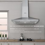 FIREGAS 30 inch Wall Mount Range Hood,With 3 Speed Exhaust Fan,450 CFM Brushless DC Motor,Led Lighting,Push Button,Buffle Filters,Include Charcoal Filter For Ducted/Ductless Range Hood Convertible