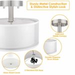 3-Light Semi Flush Mount Ceiling Light Fixture, Drum Light with Double Fabric Shade, Modern Close to Ceiling Lamps for Living Room, Bedroom, Dining Room, Kitchen, Hallway, Entry, Foyer