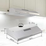 Range hood 30 inch,300CFM Under Cabinet Range Hood with Ducted/Ductless Convertible Slim Kitchen Over Stove Vent, 3 Speed Exhaust Fan, LED Lights,Stainless Steel Hood with Charcoal Filter