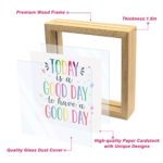 Interchangeable Tiered Tray Decor Glass Wood Frame Decor – 3 Sizes Wooden Glass Frame with 32 Seasonal Swappable Cards for Table Centerpieces Spring Summer Fall Winter Decor Housewarming Gift Idea