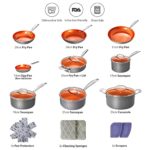 Home Hero Pots and Pans Set 14 Pc Nonstick Kitchen Cookware Sets, Induction Cookware Pans for Cooking Pot and Pan Set Stainless Steel Pots and Pans Set Copper Kitchen Set Cooking Set Cookware Set