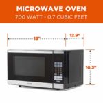 Commercial Chef Countertop Counter Top Microwave Oven, 0.7 Cubic Feet, Stainless Steel