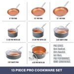 Gotham Steel Pro Pots and Pans Set Nonstick 13 Piece Hard Anodized Kitchen Cookware Sets with Nonstick Ceramic Cookware Set, Oven, Dishwasher Safe Metal Utensil Safe Non Stick Frying Pan Set, Nonstick