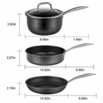 Induction Pots and Pans, Stainless Steel Pots And Pans Set 3pcs With Lid, Induction Cookware For Oven & Dishwasher Safe by Momostar