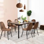 Homy Casa Dining Chairs Set of 4, Modern Mid-Century Style Dining Room Side Chairs Accent Chairs with Black Metal Legs Comfortable for Kitchen Lounge Farmhouse, Rustic Brown, 4PCS