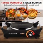 Techwood Hot Plate Portable Electric Stove 1500W Countertop Single Burner with Adjustable Temperature & Stay Cool Handles, 7.5” Cooktop for Dorm Office/Home/Camp, Compatible for All Cookwares