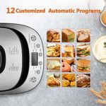 CROWNFUL Automatic Bread Machine, 2LB Programmable Bread Maker with Nonstick Pan and 12 Presets, 1 Hour Keep Warm Set , 2 Loaf Sizes, 3 Crust Colors, Recipe Booklet Included, ETL Listed (Black)