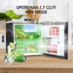 Upstreman 1.7 Cu.ft Mini Fridge with Freezer, Adjustable Thermostat, Energy Saving, Low Noise, Single Door Compact Refrigerator for Dorm, Office, Bedroom, Black-FR17
