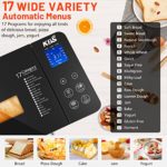 KBS 17-in-1 Bread Maker-Dual Heaters, 710W Bread Machine Stainless Steel with Gluten-Free, Dough Maker,Jam,Yogurt PROG, Auto Nut Dispenser,Ceramic Pan& Touch Panel, 3 Loaf Sizes 3 Crust Colors,Recipes