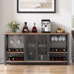 HOMYSHOPY Wine Bar Cabinet with Glass Holder, Liquor Cabinet with Detachable Wine Rack, Buffet Sideboard, Wine Rack Table with Mesh Door for Living Room, Kitchen and Dining Room (Rustic Brown)