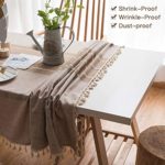 Deep Dream Tablecloths, Stitching Tassel Table Cloth, Linens Wrinkle Free Anti-Fading,Table Cover Decoration for Kitchen Dinning Party Christmas(Rectangle/Oblong, 55”x120”,10-12 Seats, Light Coffee)