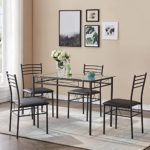 VECELO Kitchen Dining Table Sets for 4, 5 Piece Dinette with Chairs, Matte Black, Rectangle