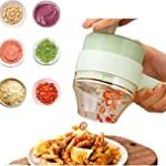 4 in 1 Portable Electric Vegetable Cutter Set,Wireless Food Processor for Garlic Pepper Chili Onion Celery Ginger Meat with Brush