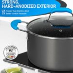 MICHELANGELO Hard Anodized Cookware Set 13 Piece, Pro. Nonstick Pots and Pans Set with Granite-Derived Coating, Induction Cookware Sets with Blue Silicone Handles, Heavy Gauge Kitchen Cookware Sets
