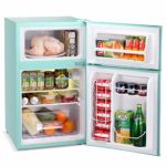 Antarctic Star Compact Mini Refrigerator Separate Freezer, Small Fridge Double 2-Door Adjustable Removable Retro Stainless Steel Shelves Garage Camper Basement/Dorm/Office 3.2 cu ft.Green