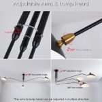 Mzithern Black Chandelier Mid Century Modern Ceiling Light Branch Pipe Pendant Lighting 3-Arms LED Hanging Lights Adjustable Shade Lamps Large Chandeliers for Dining Room Living Bedroom Farmhouse