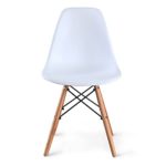 Amazon Basics Modern Dining Chair Set, Shell Chair with Wood Legs for Kitchen, Dining, Living Room – Set of 4, White