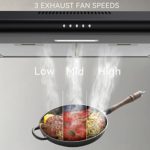 hermitlux Under Cabinet Range Hood, Black Stainless Steel Range Hoods, 30 inch Vent Hood With 3 Speed Exhaust Fan, Ducted And Ductless Convertible, LED Bright Light Bulbs and Charcoal Filter