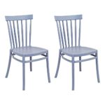 CangLong PP School House Back Armless Dining Side Chair for Dining, Living Room,Bedroom, Kitchen, Set of 2, Gray