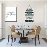 Buecasa Bless the Food Before Us Farmhouse Kitchen Wall Decor – Dining Room Decorations Collage Art in Teal Blue Color Wooden Rustic 5pcs Roped Sign 13×24 Inches Vertical, grey