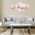 Biufo Floral Canvas Wall Art Pictures Flowers Print Painting Artwork for Living Room Bedroom Farmhouse Wall Decor (Large, Pink B)