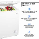 Igloo ICFMD35WH6A 3.5 Cu. Ft. Chest Freezer with Removable Basket, Free-Standing Door Temperature Ranges From-10° to 10° F, Front Defrost Water Drain, Perfect for Homes, Garages, Basements, RVs, White