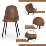 HOTATA Dining Chairs Set of 4, Modern Kitchen & Dining Room Chairs, Side Chair in Brown Upholstered Dining Accent Chairs in Faux Leather Cushion Seat and Sturdy Metal Legs