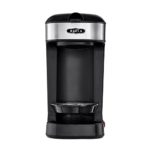 BELLA One Scoop One Cup Coffee Maker, Brew in Minutes, Dishwater Safe, Black and Stainless Steel, Great for Small Kitchens